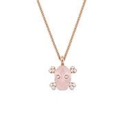 Tete de Mort Skull necklace in 18K pink gold, diamonds and pink 